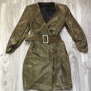 Zara Gold Blazer Mini Dress Womens XS